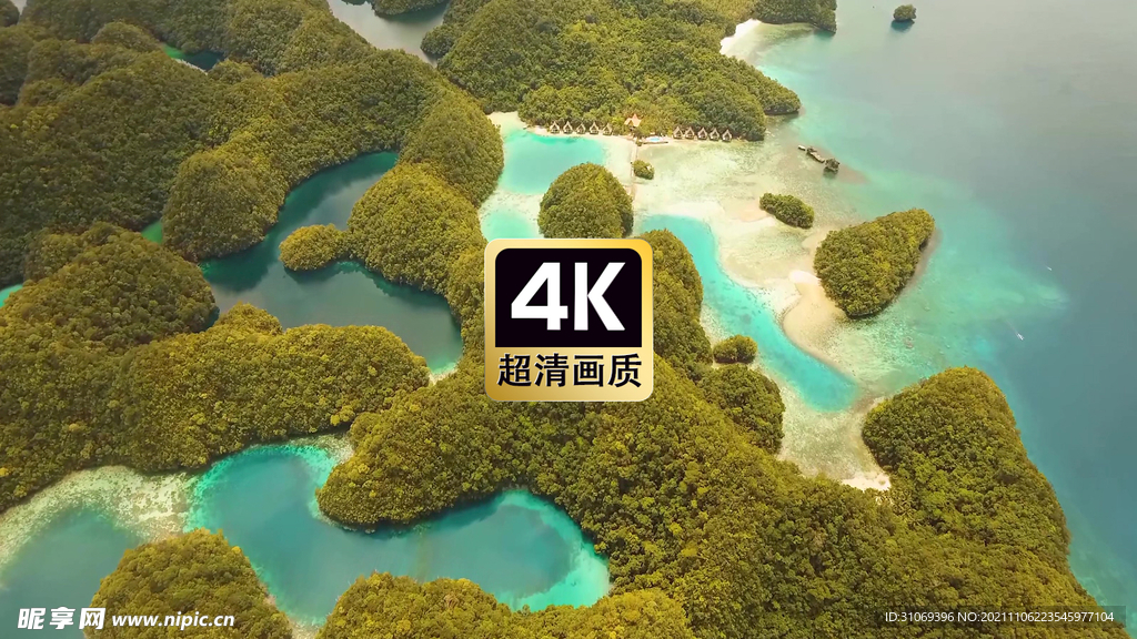 航拍海岛丛林美景