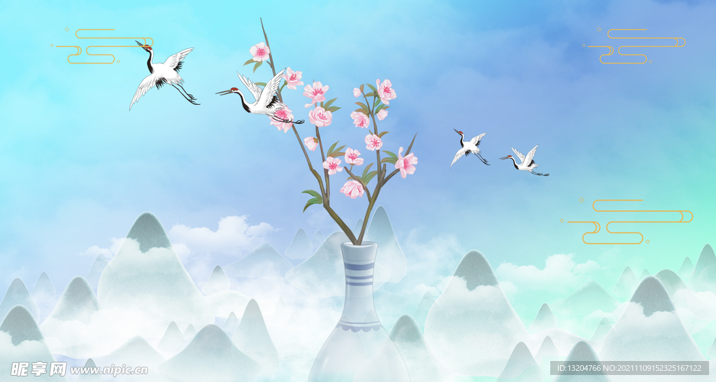 中式水墨山水画