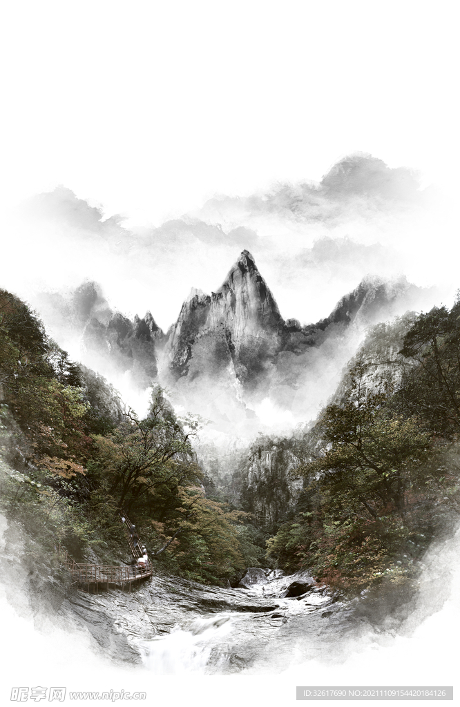 古风山水水墨