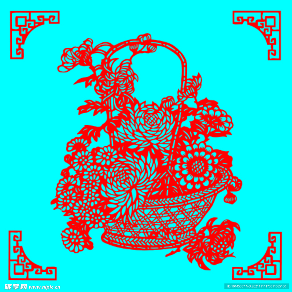花篮剪纸
