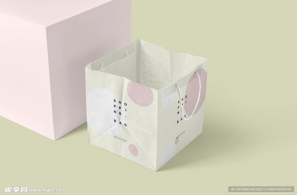 方形蛋糕纸袋样机甜品店铺