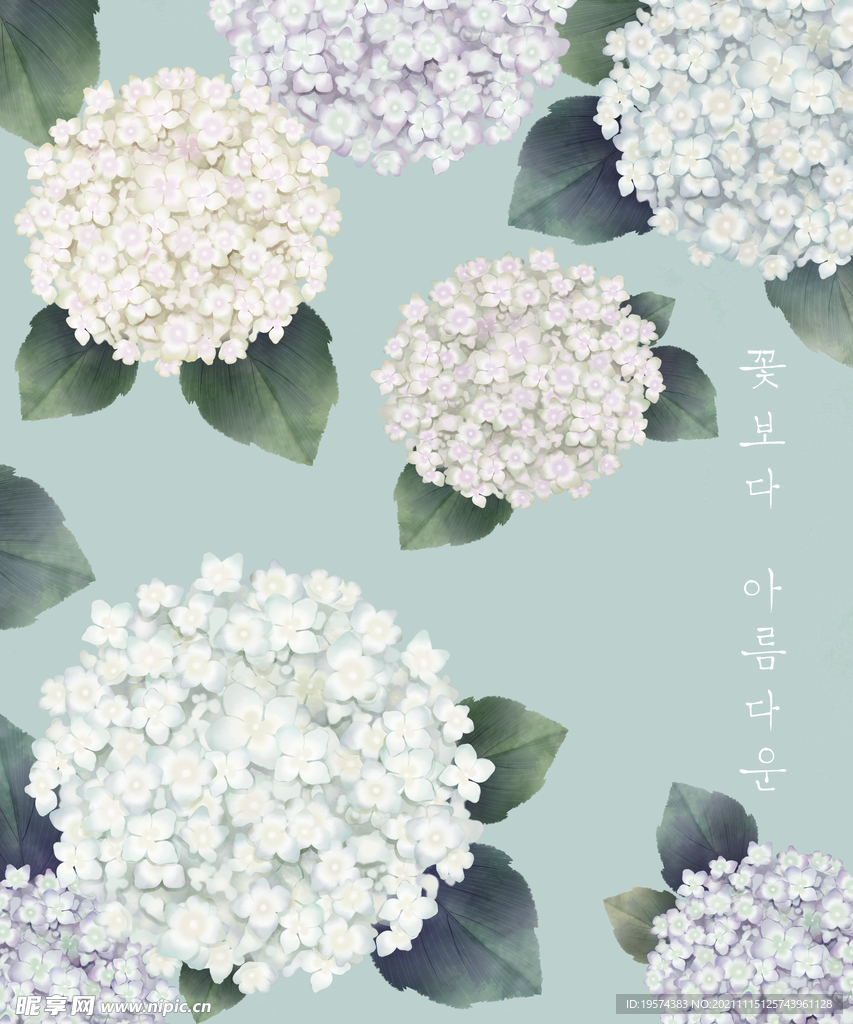 花朵手绘绣球花水粉水彩