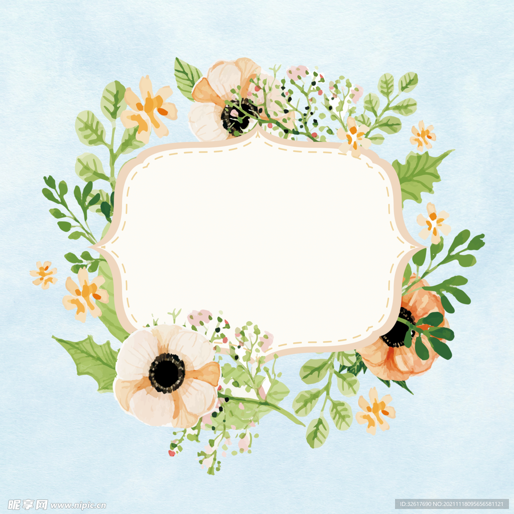 花束插画边框