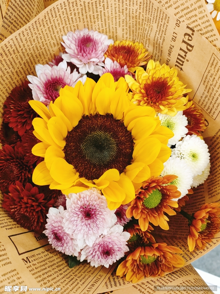 向日葵 菊花 花束 花朵