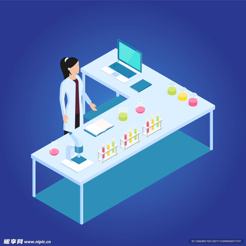 2.5D实验室妇女工作化学生物