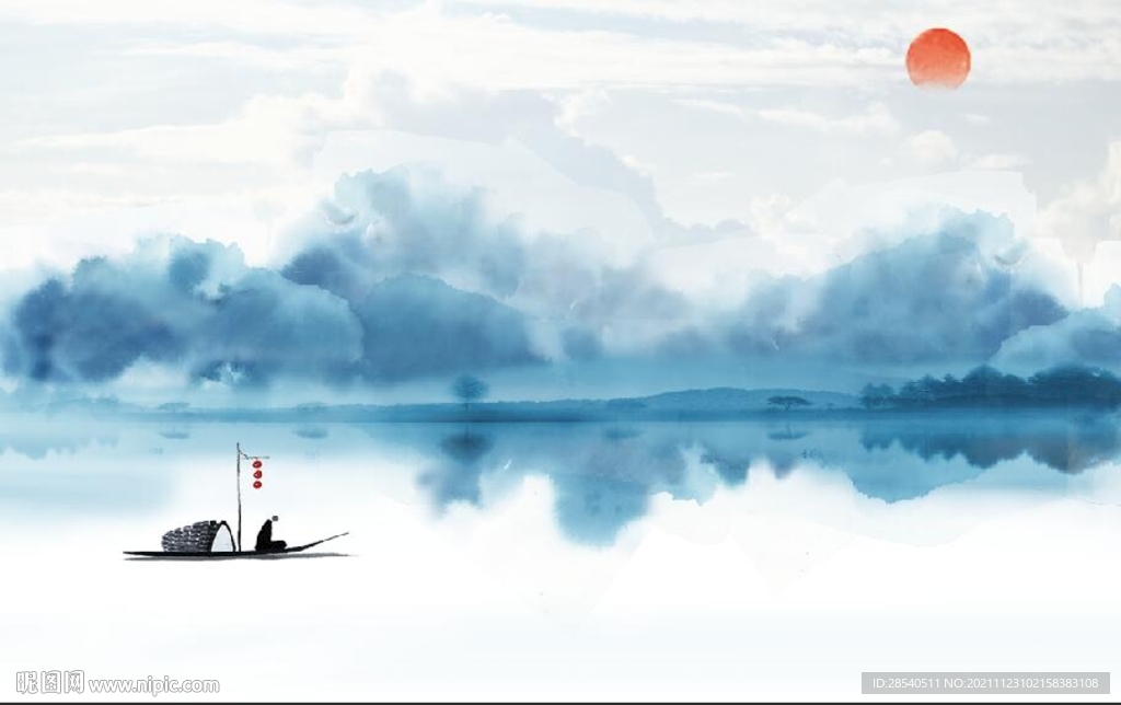 新中式水墨山水图片