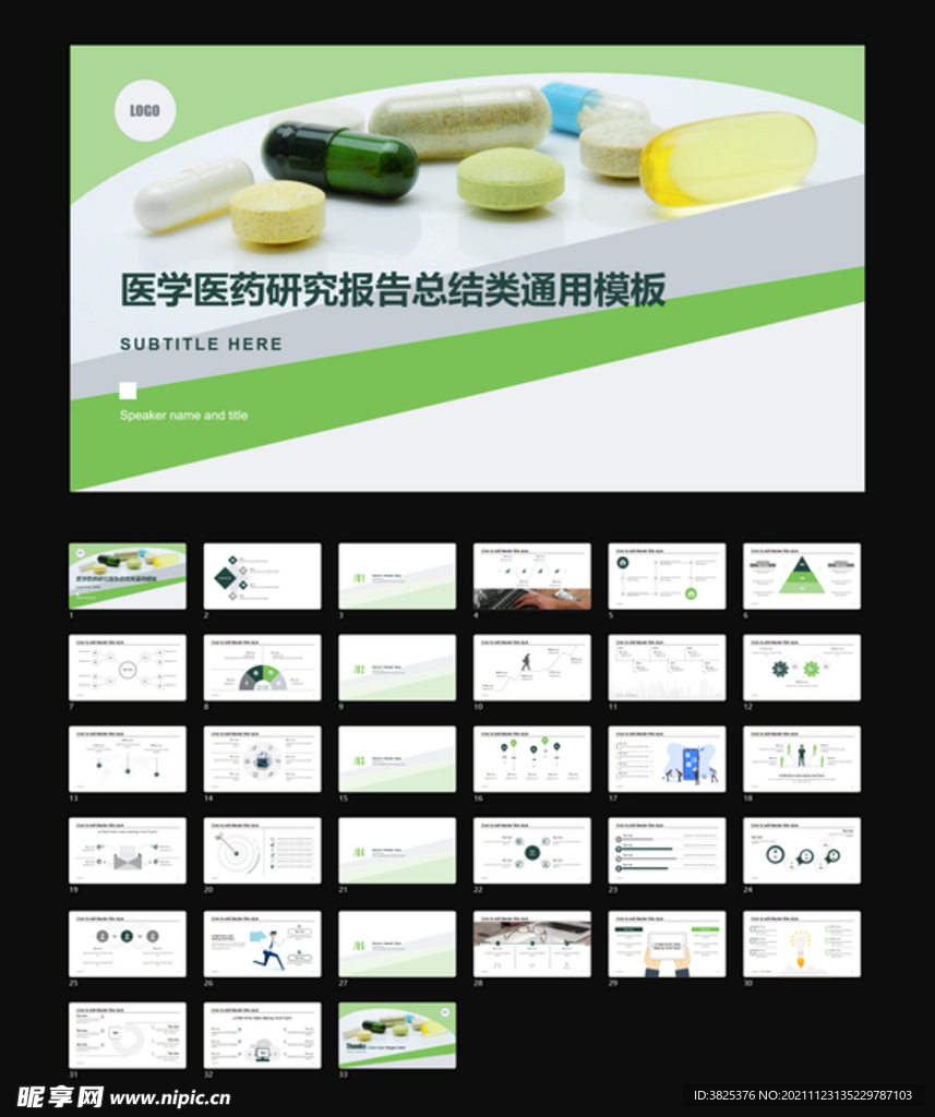 医学医药研究报告总结类通用模板