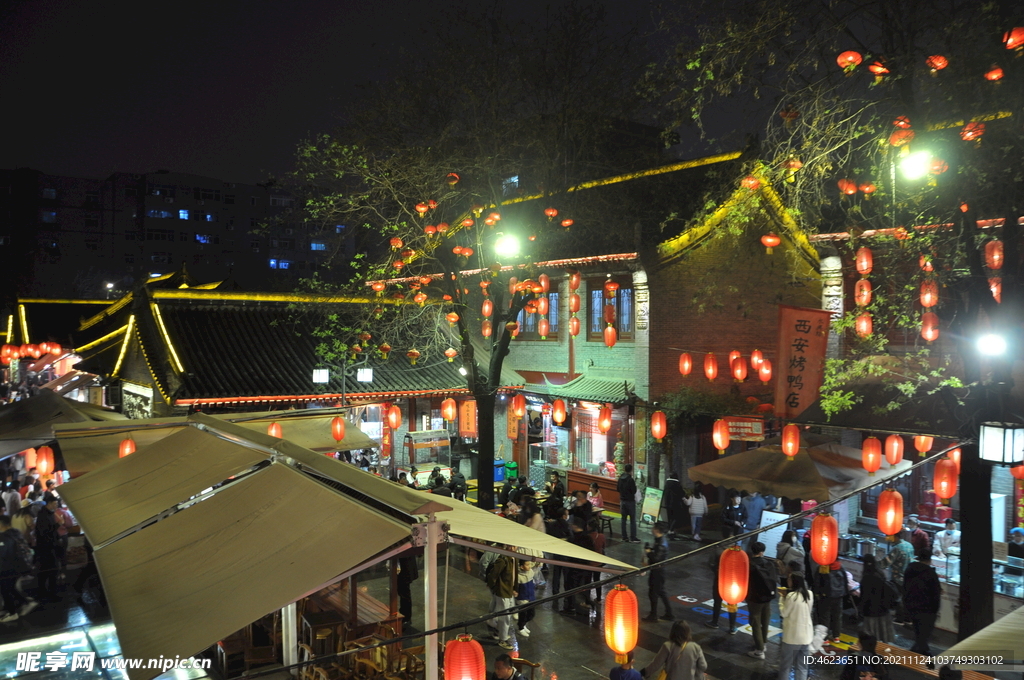 西安永兴坊美食街夜景