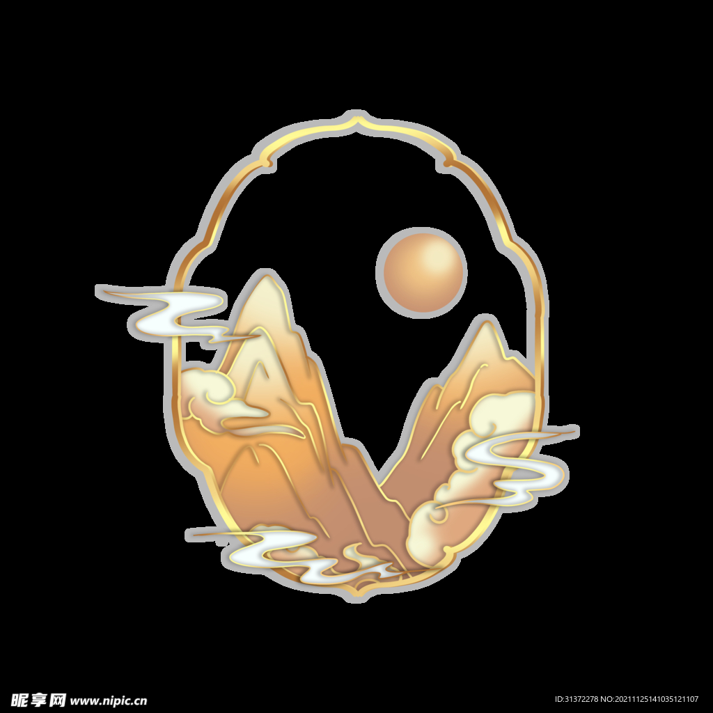 国潮山水边框图片