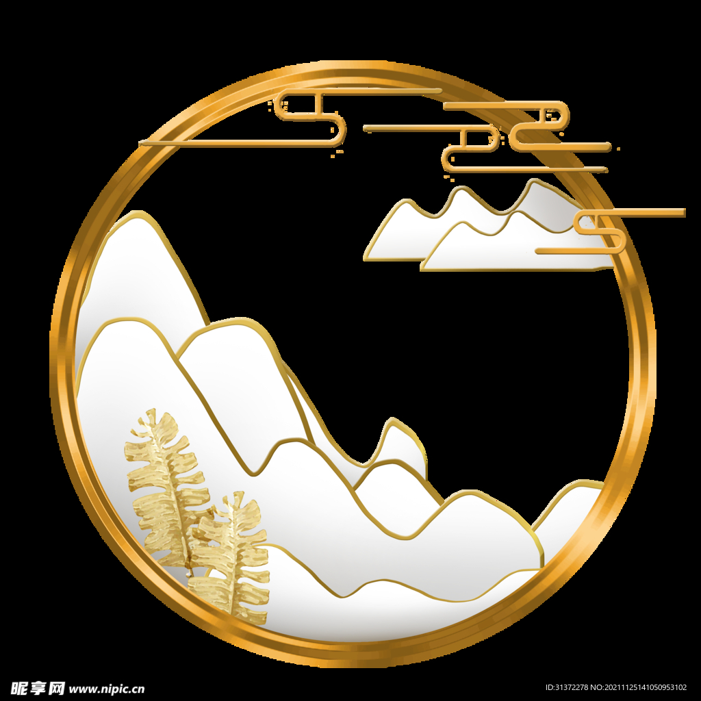 国潮山水边框图片