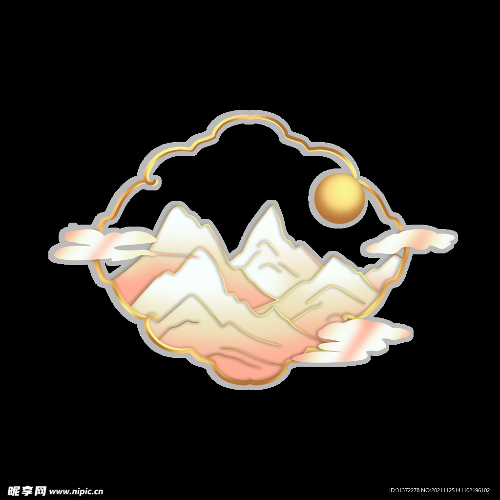 国潮山水边框图片