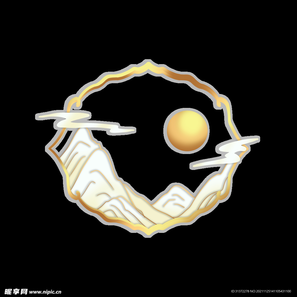 国潮山水边框图片