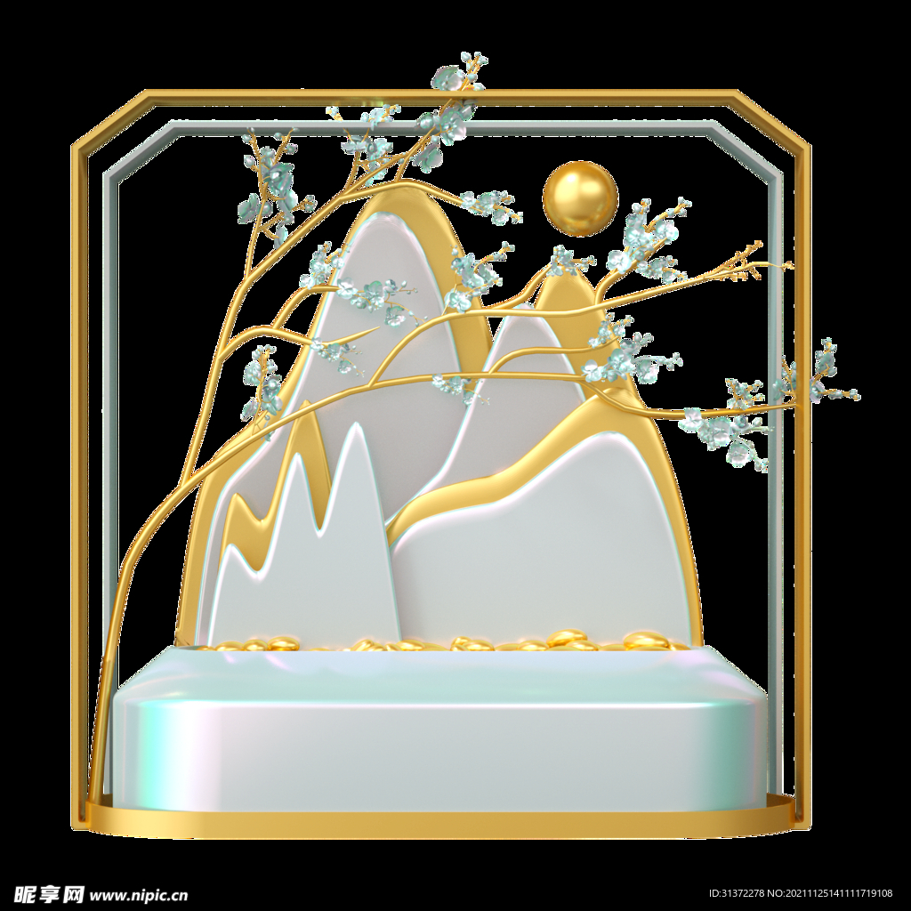 国潮山水边框图片