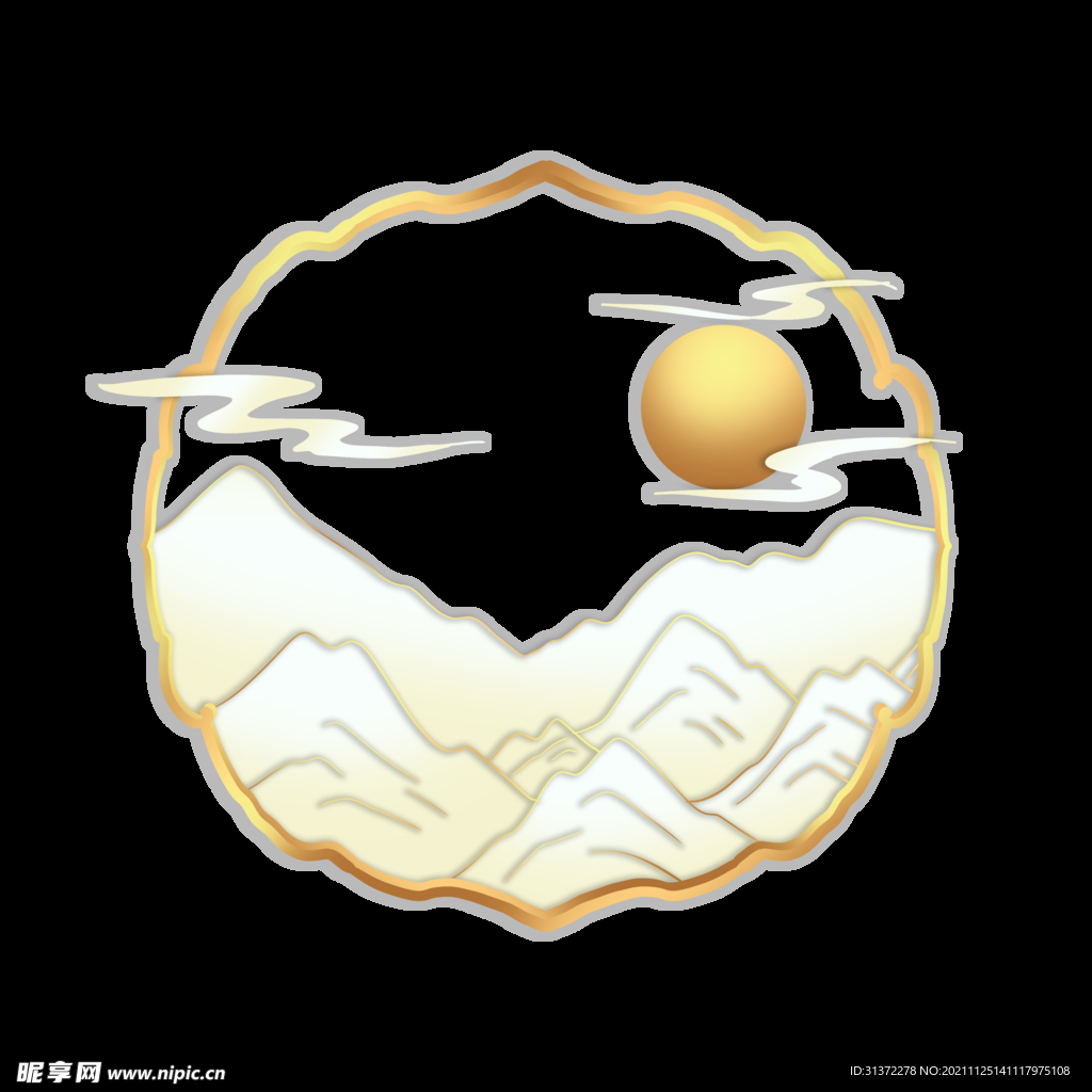 国潮山水边框图片