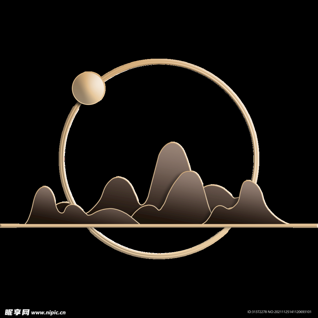 国潮山水边框图片