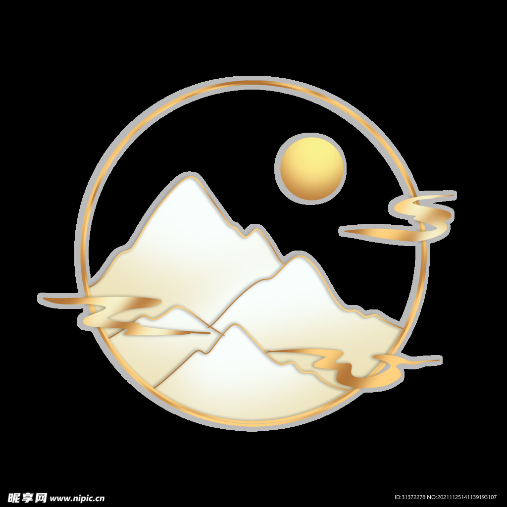  国潮山水边框图片