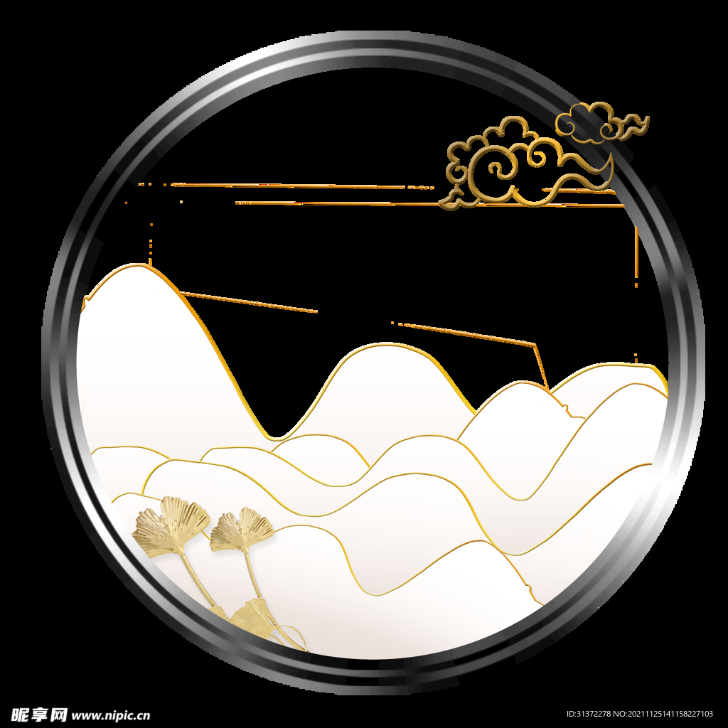  国潮山水边框图片