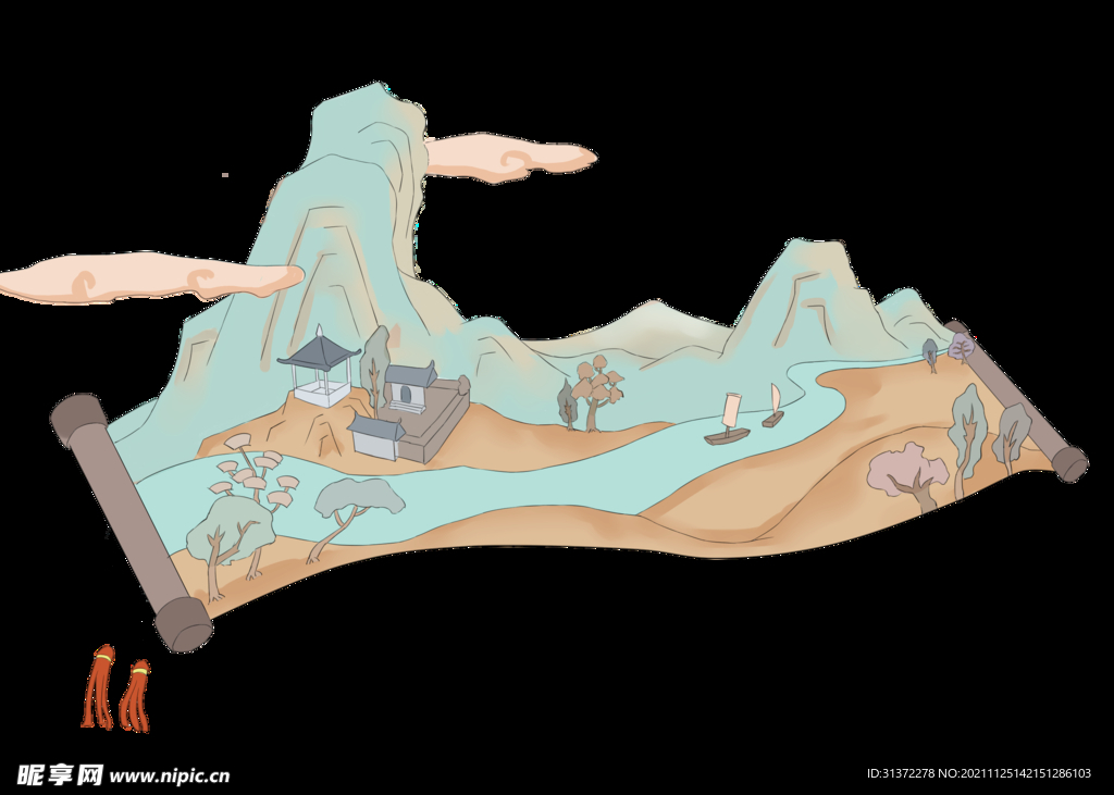 古风卷轴背景图片