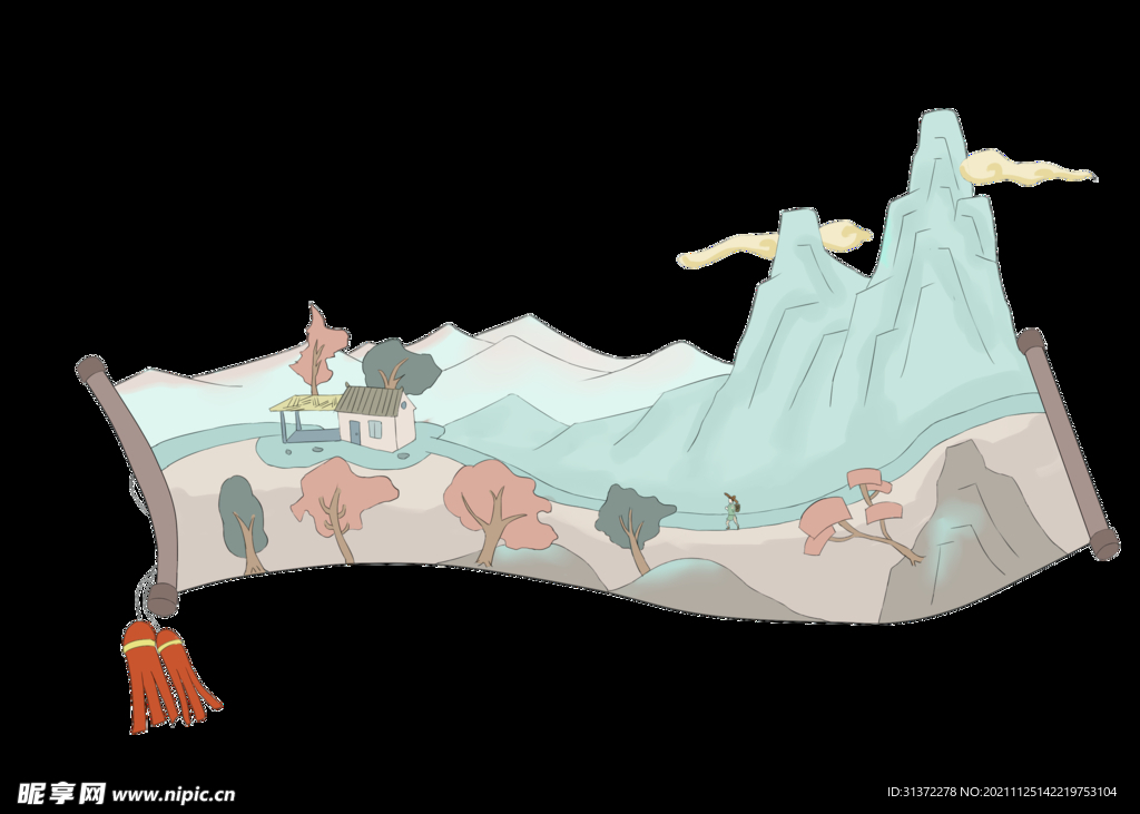 古风卷轴背景图片