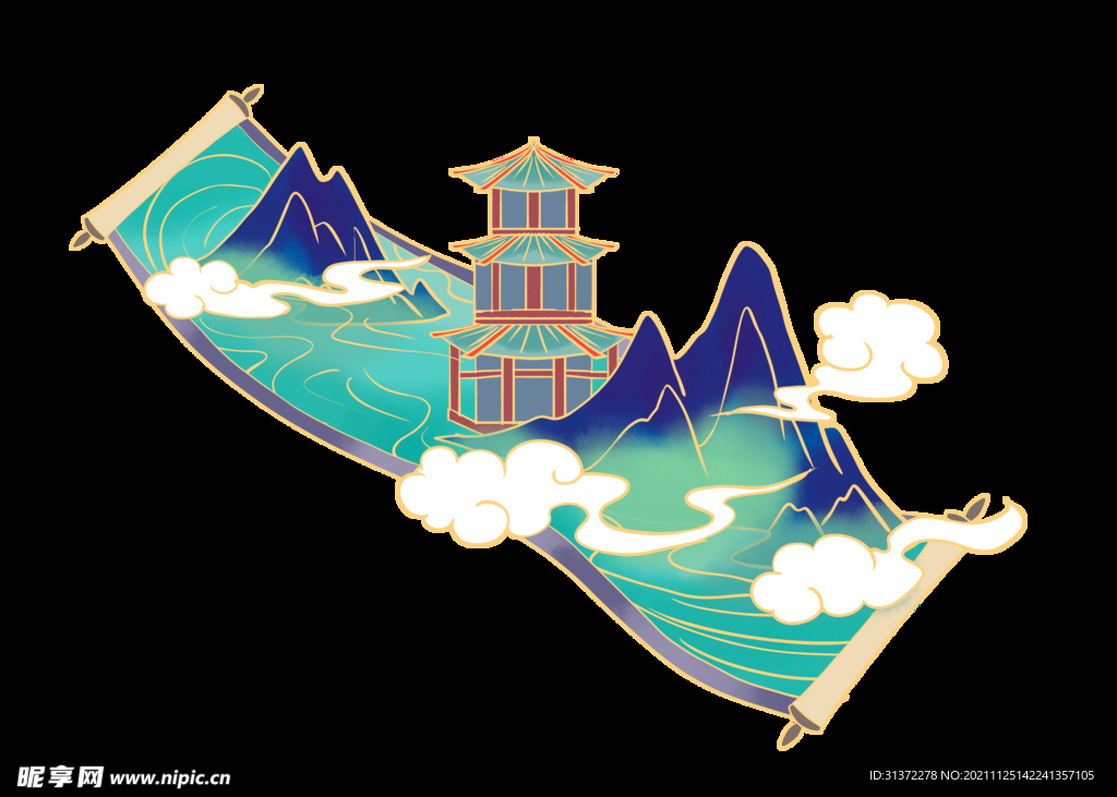 古风卷轴背景图片