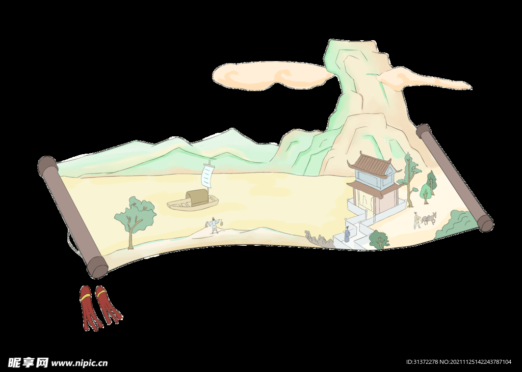 古风卷轴背景图片