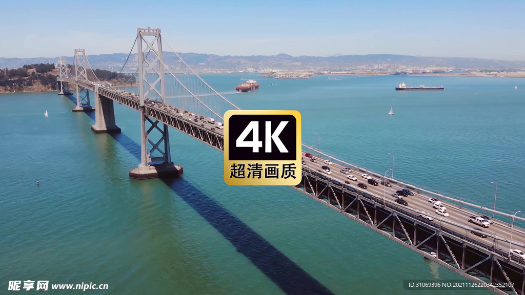 航拍海上跨海大桥美景