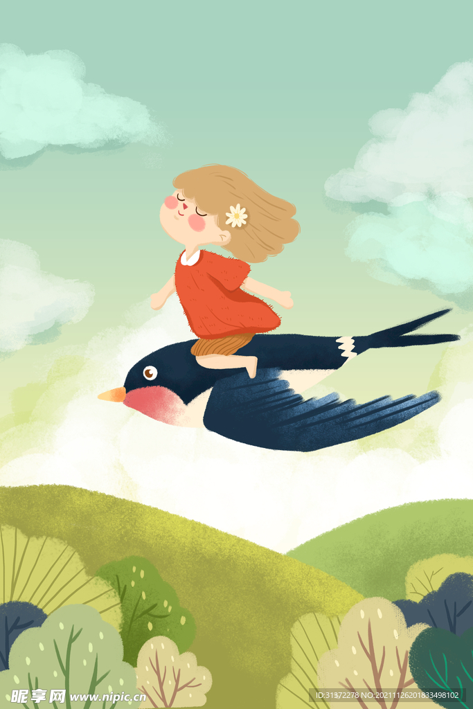 手绘创意春分插画图片