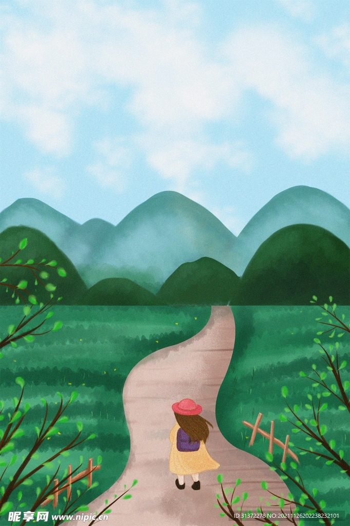 手绘创意春分插画图片