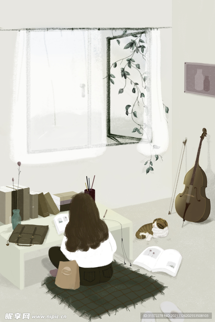 手绘创意春分插画图片