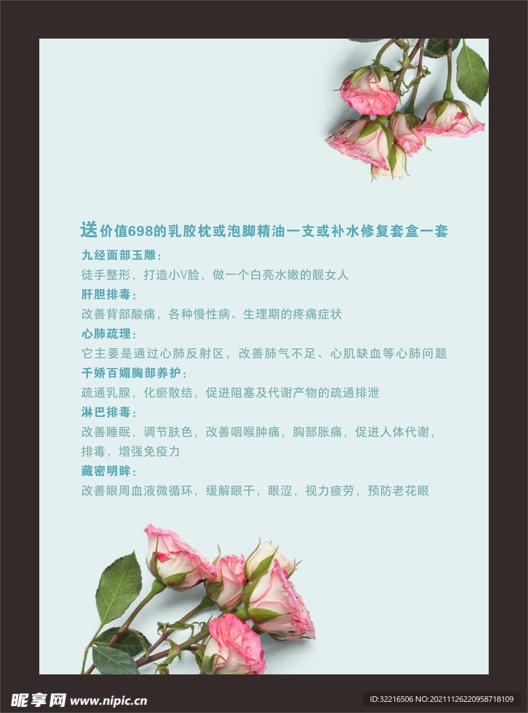 蓝色美容玫瑰海报