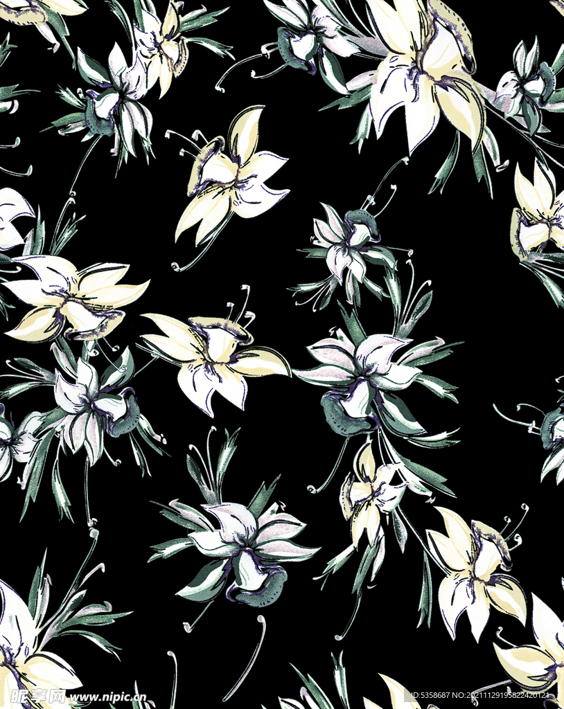 手绘花卉印花图案