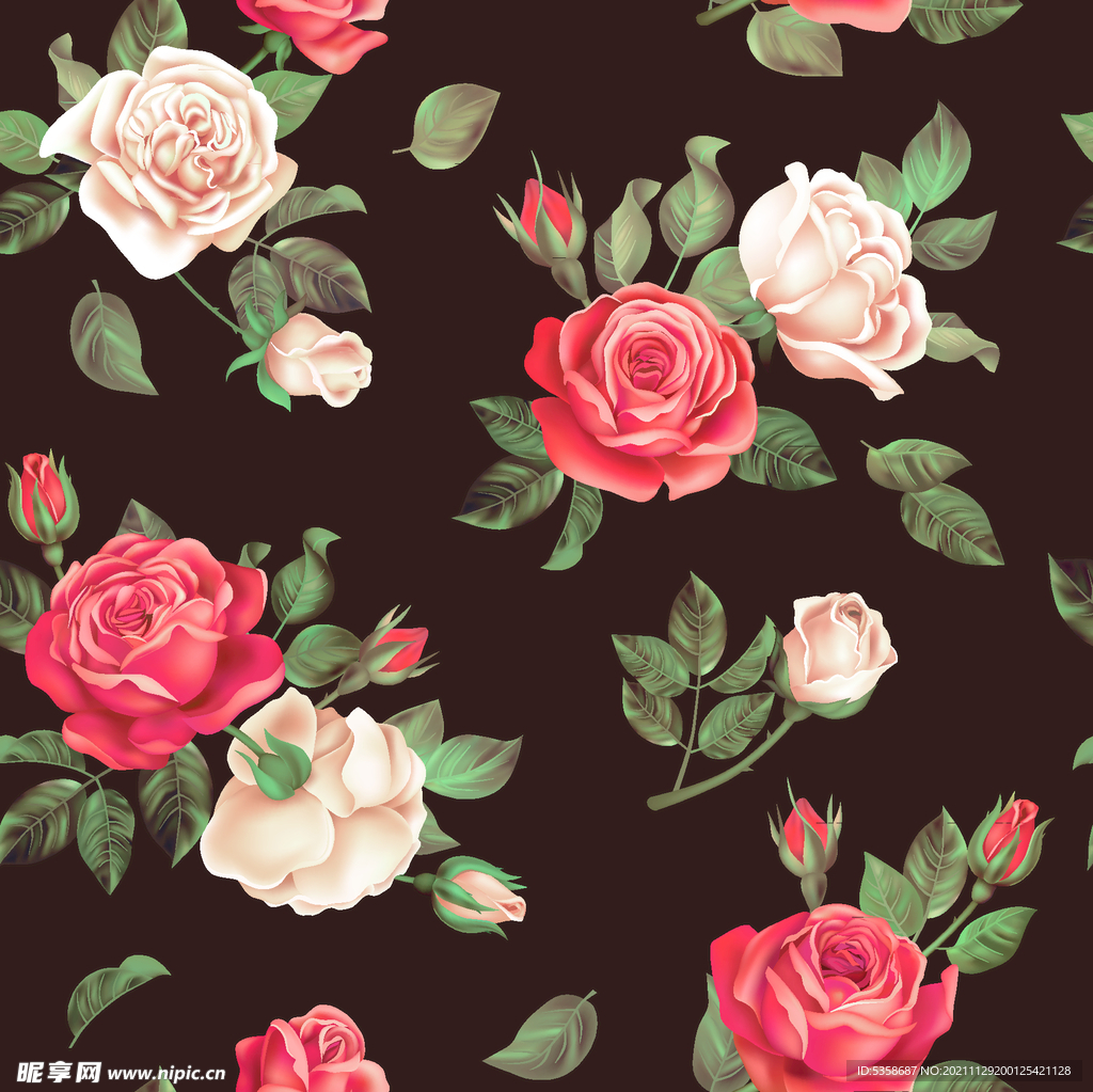 ：手绘花卉印花图案