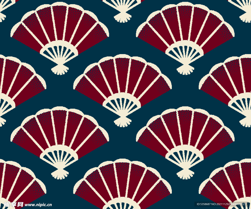 手绘扇子印花底纹图案