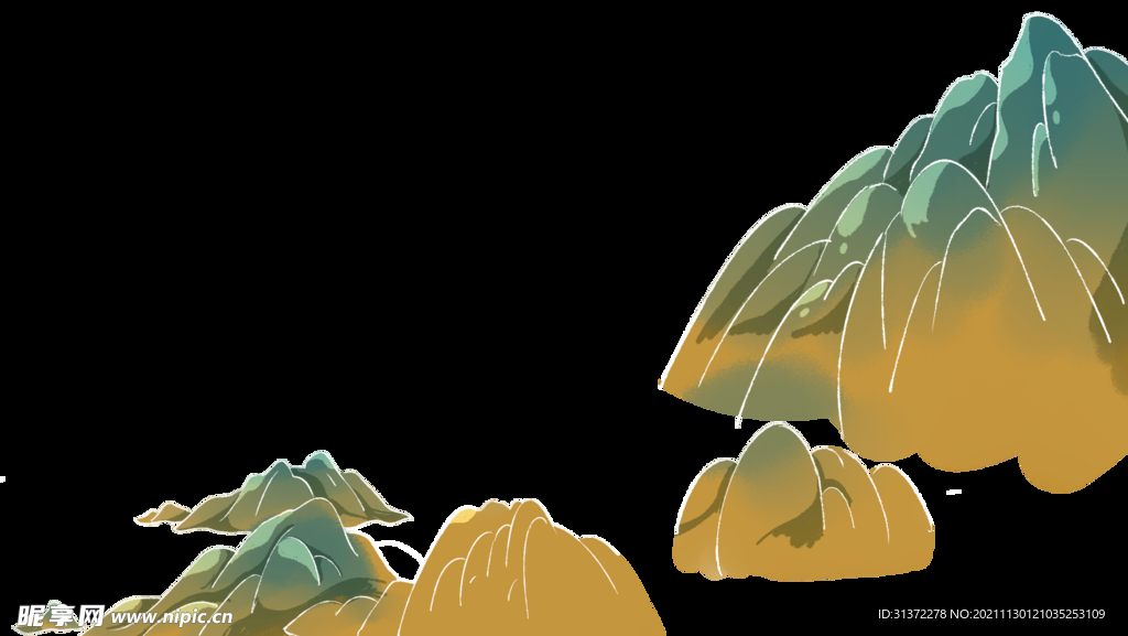  国潮山水边框图片 