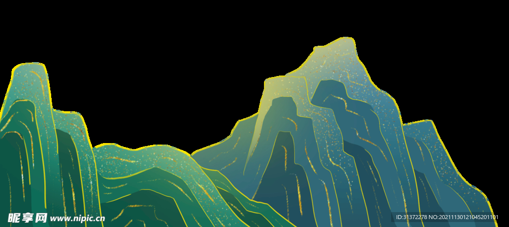 国潮山水边框图片 