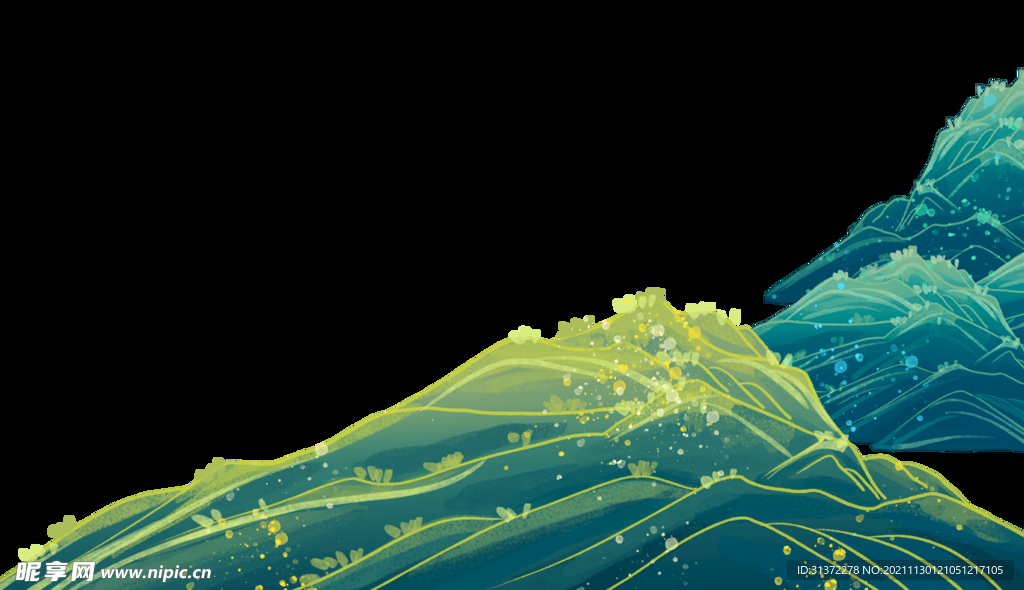 国潮山水边框图片 