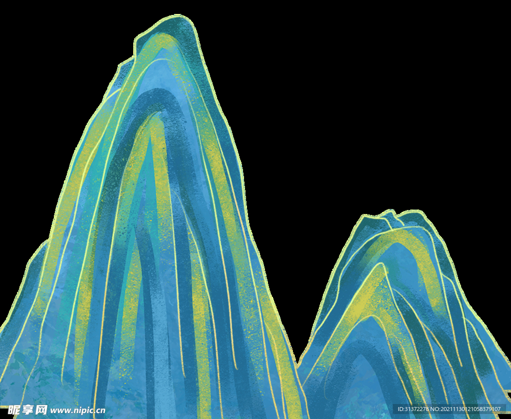 国潮山水边框图片 