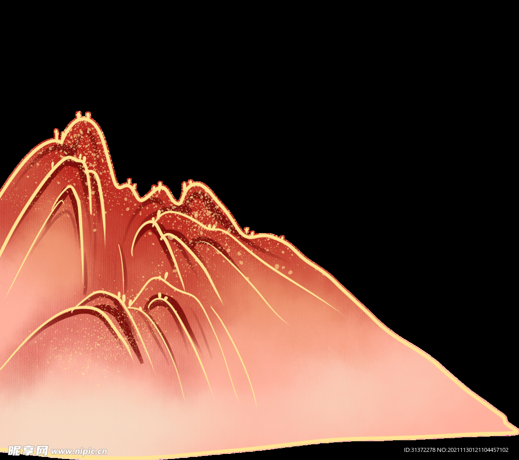 国潮山水边框图片 