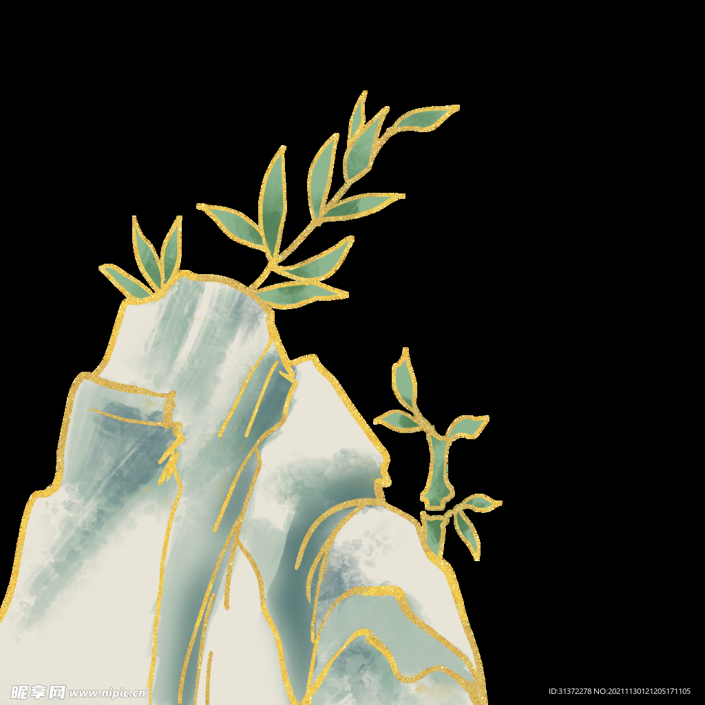 国潮山水边框图片 