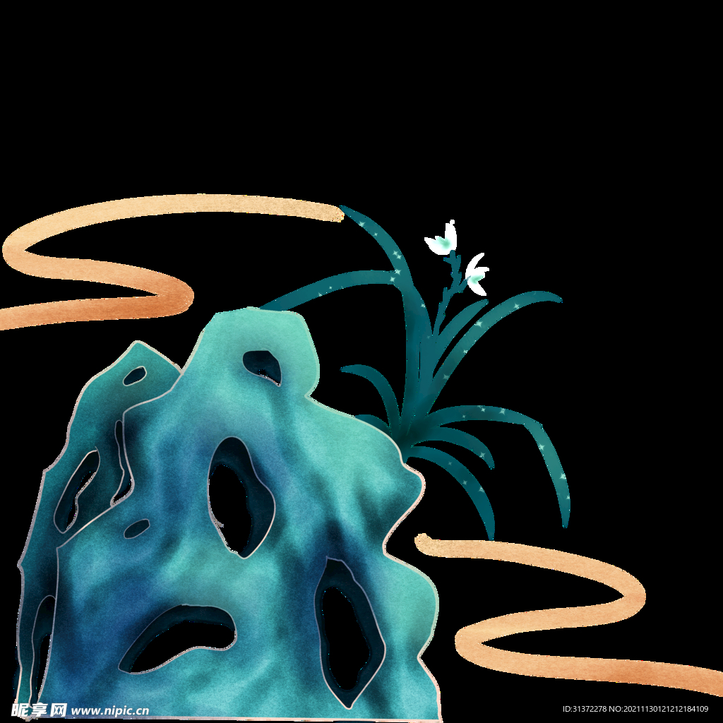 国潮山水边框图片 