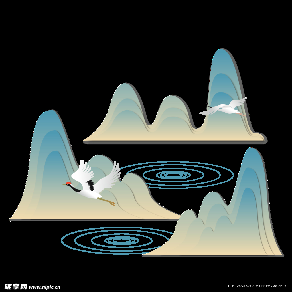 国潮山水边框图片 