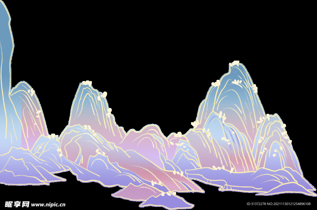 国潮山水边框图片 