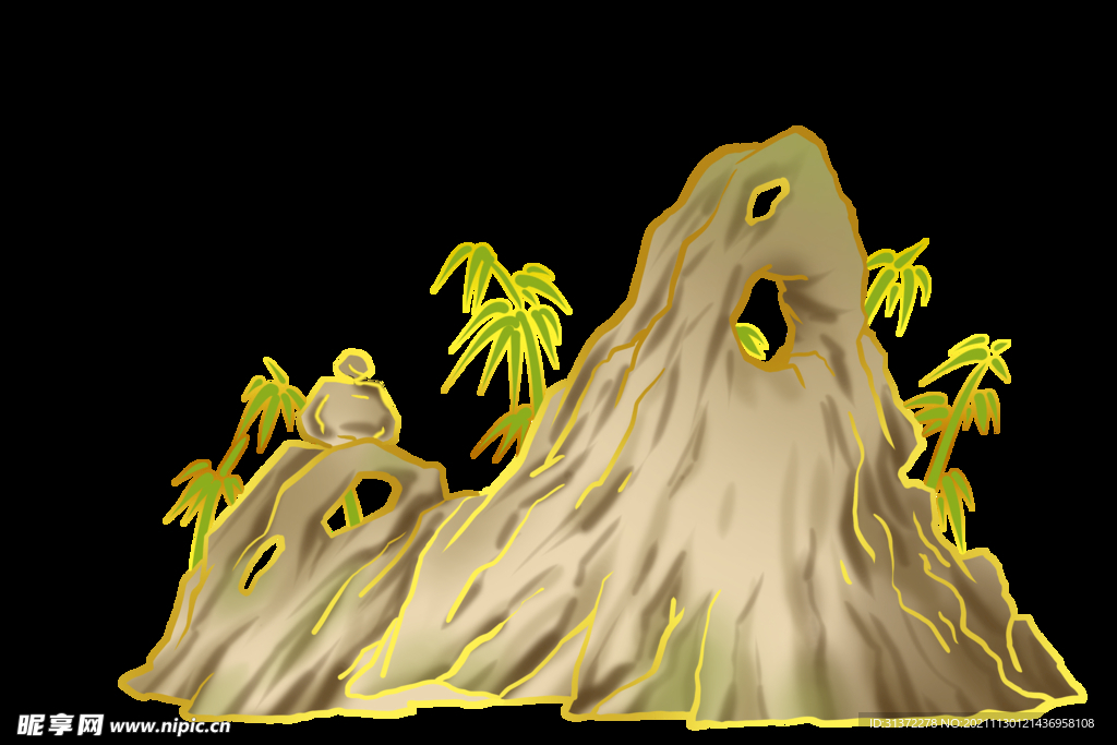 国潮山水边框图片 