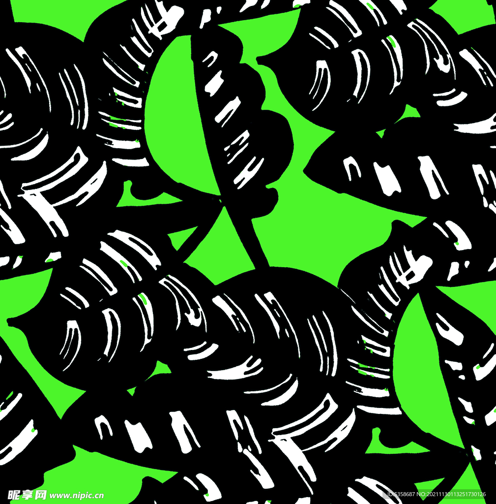 大牌几何叶子印花