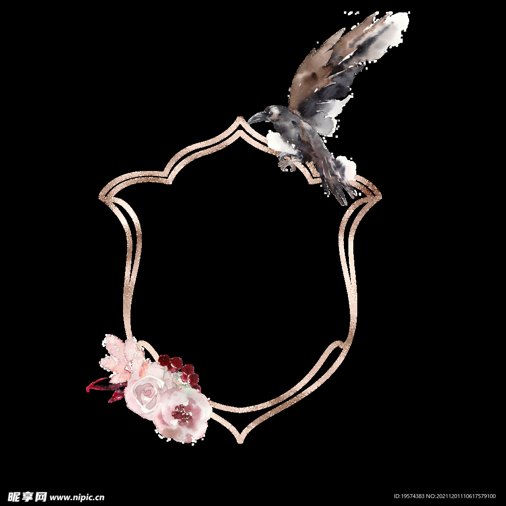 鸟边框花