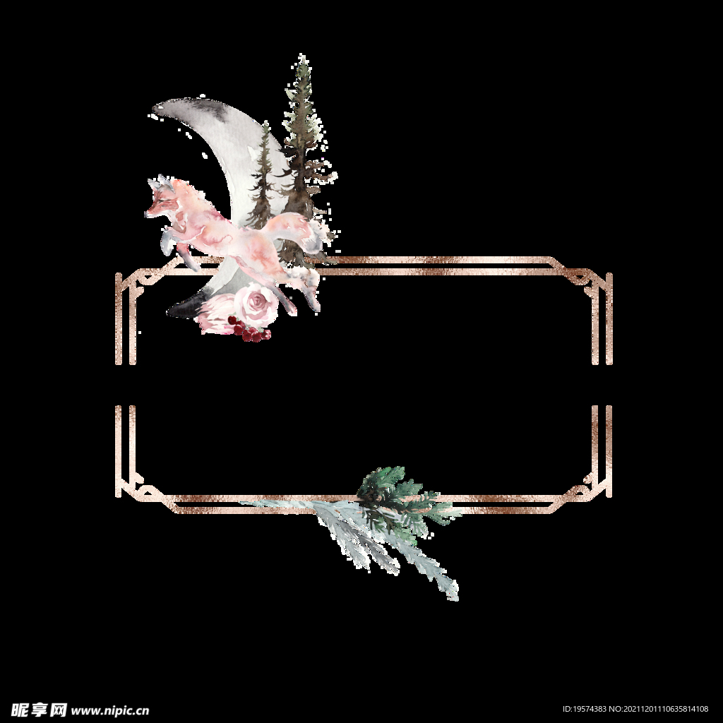 花狐狸月亮边框