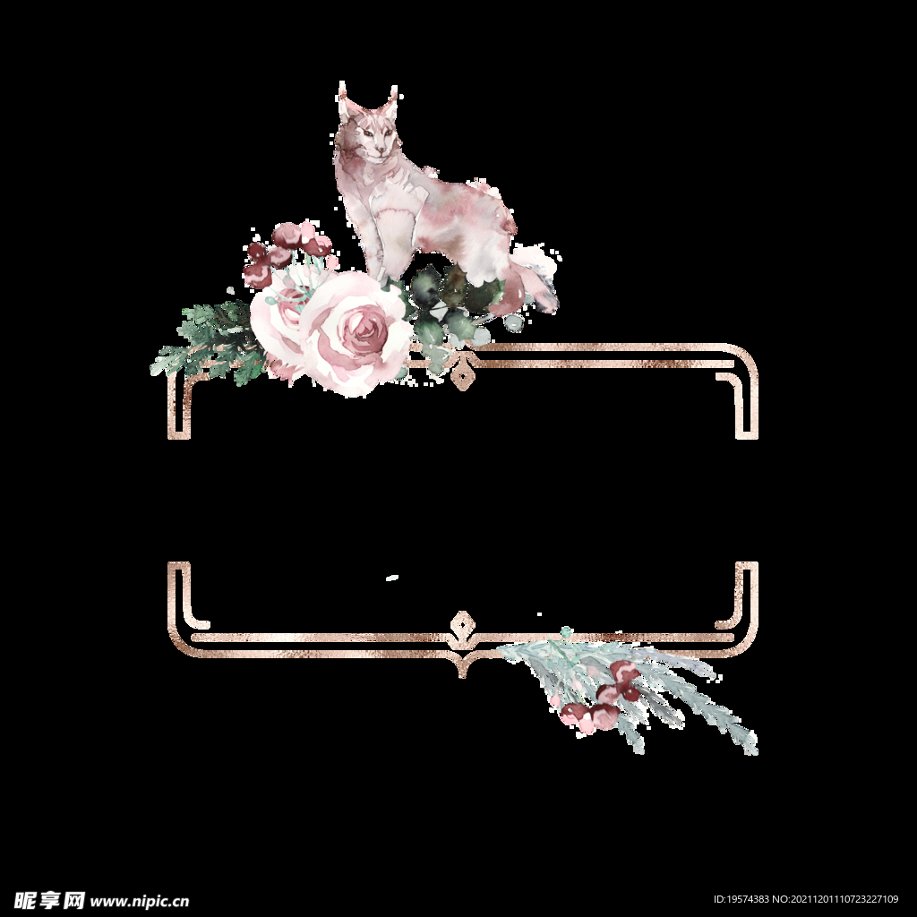 花朵边框 狐狸