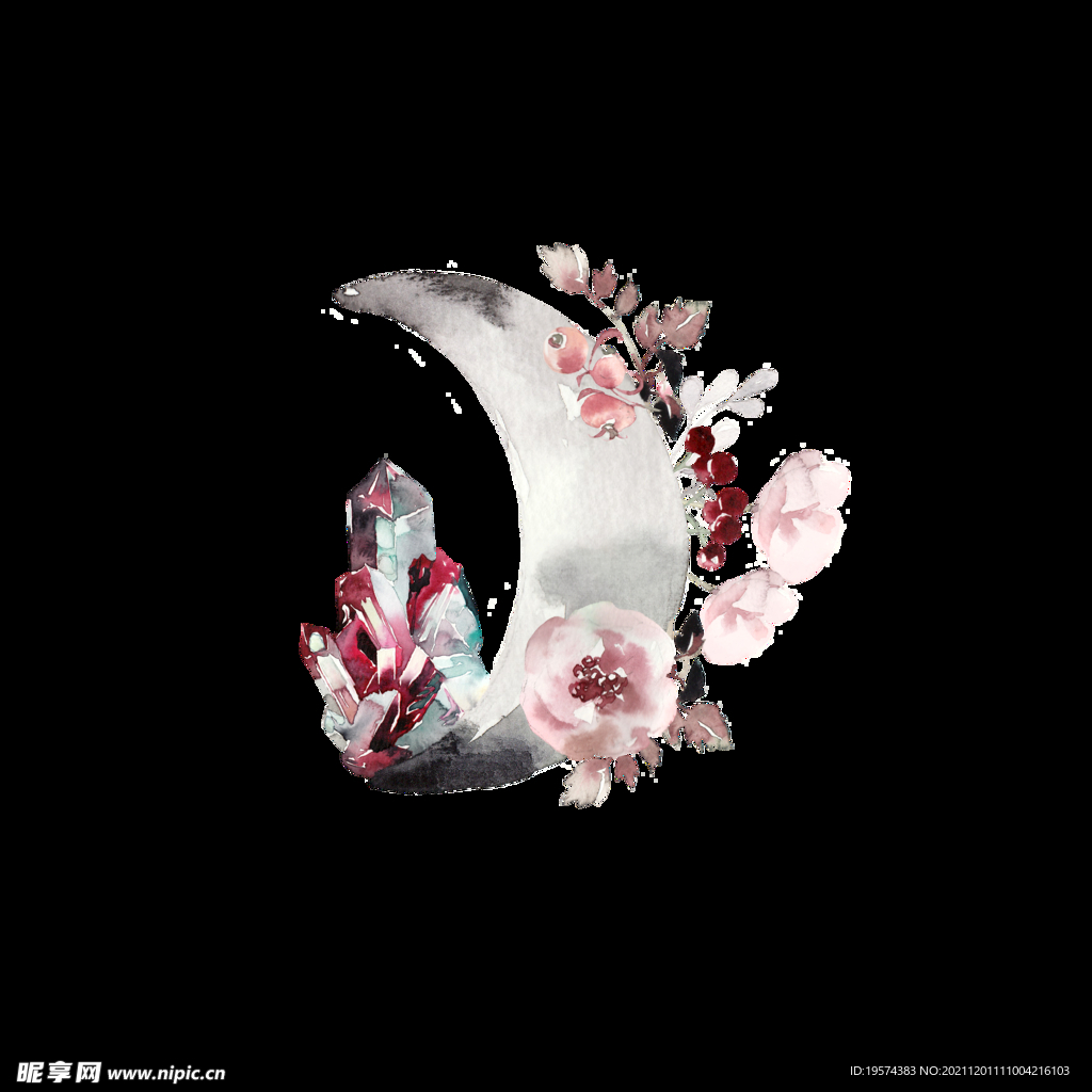 钻石夜晚月亮花朵