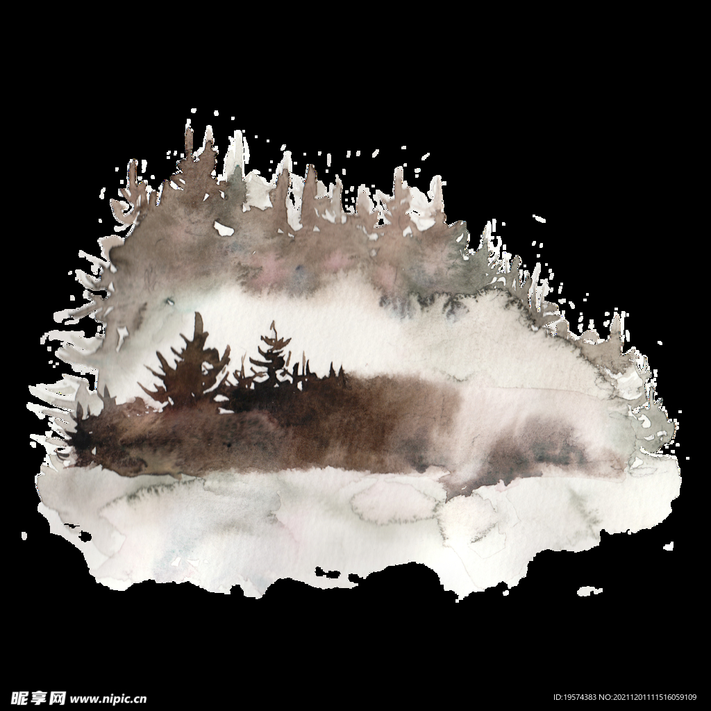 森林山倒影