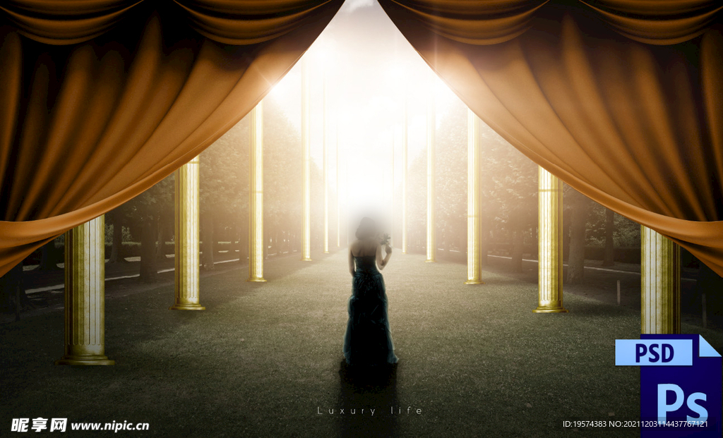 典雅写真换景背景模版